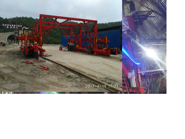 4月20日公司新型水溝電纜槽臺(tái)車在中鐵七局承建寨溝隧道投入水溝電纜槽施工